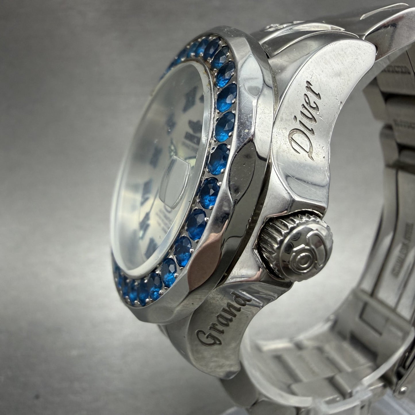 Invicta Grand Diver Watch Women 38mm Silver Dial Steel Gem Set Date Automatic2