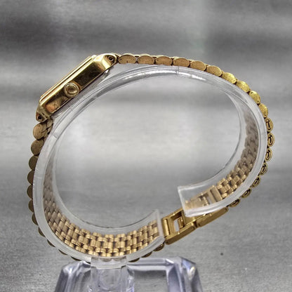 Seiko SX Watch Women 17mm Gold Dial Gold Tone Rectangle V401-5121 New Battery6