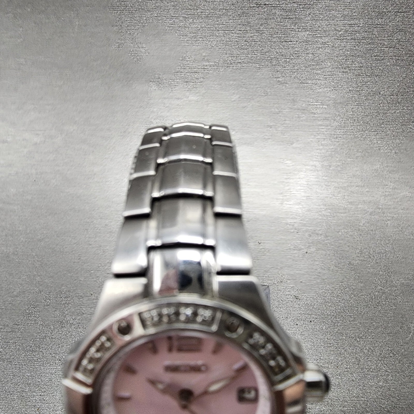 Seiko Watch Women 27mm MOP Dial Steel Date Round Diamonds 7n820CG0 New Battery4
