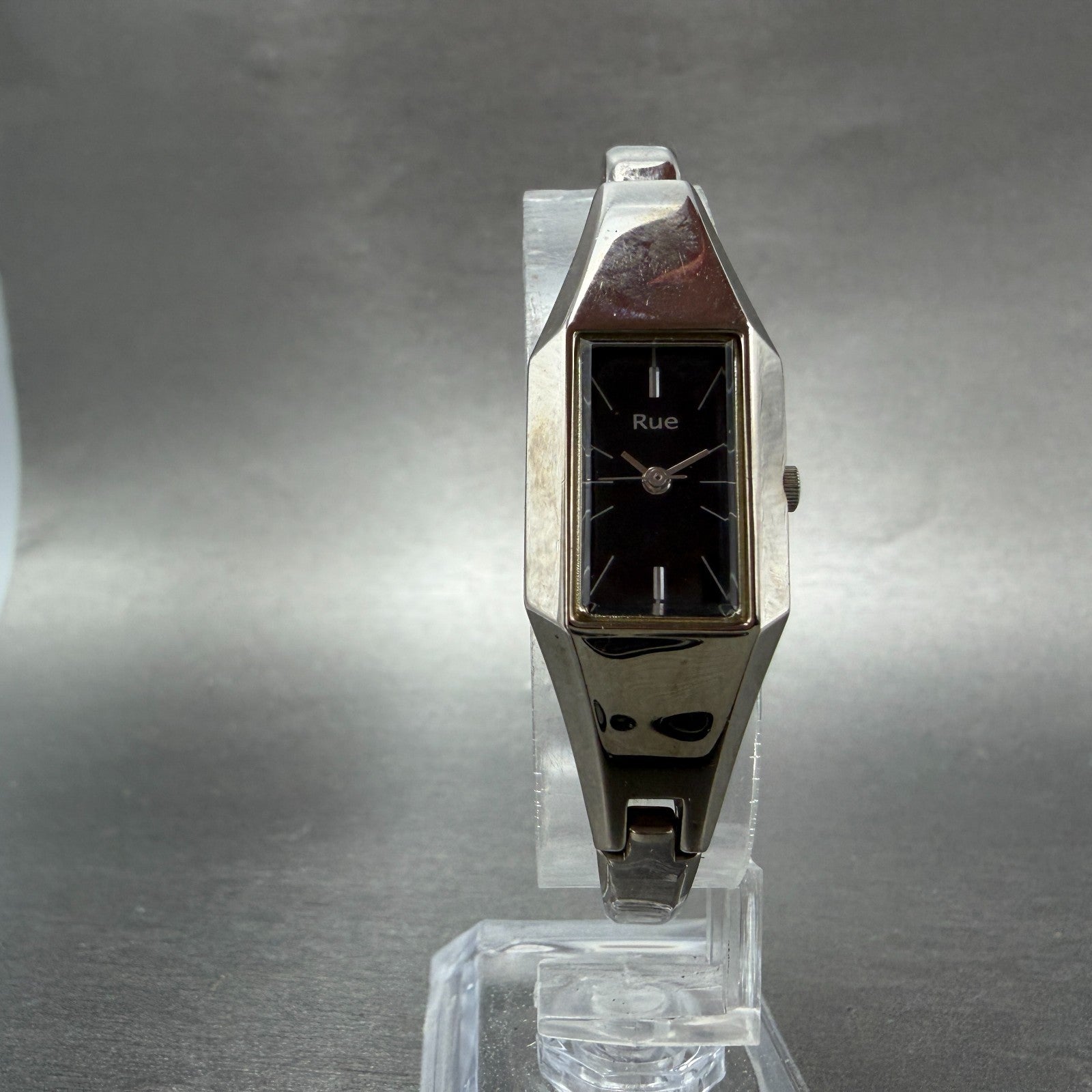 Seiko ALBA Rue Watch Women 17mm Black Dial Silver Rectangle Y151-5E20 New batt5