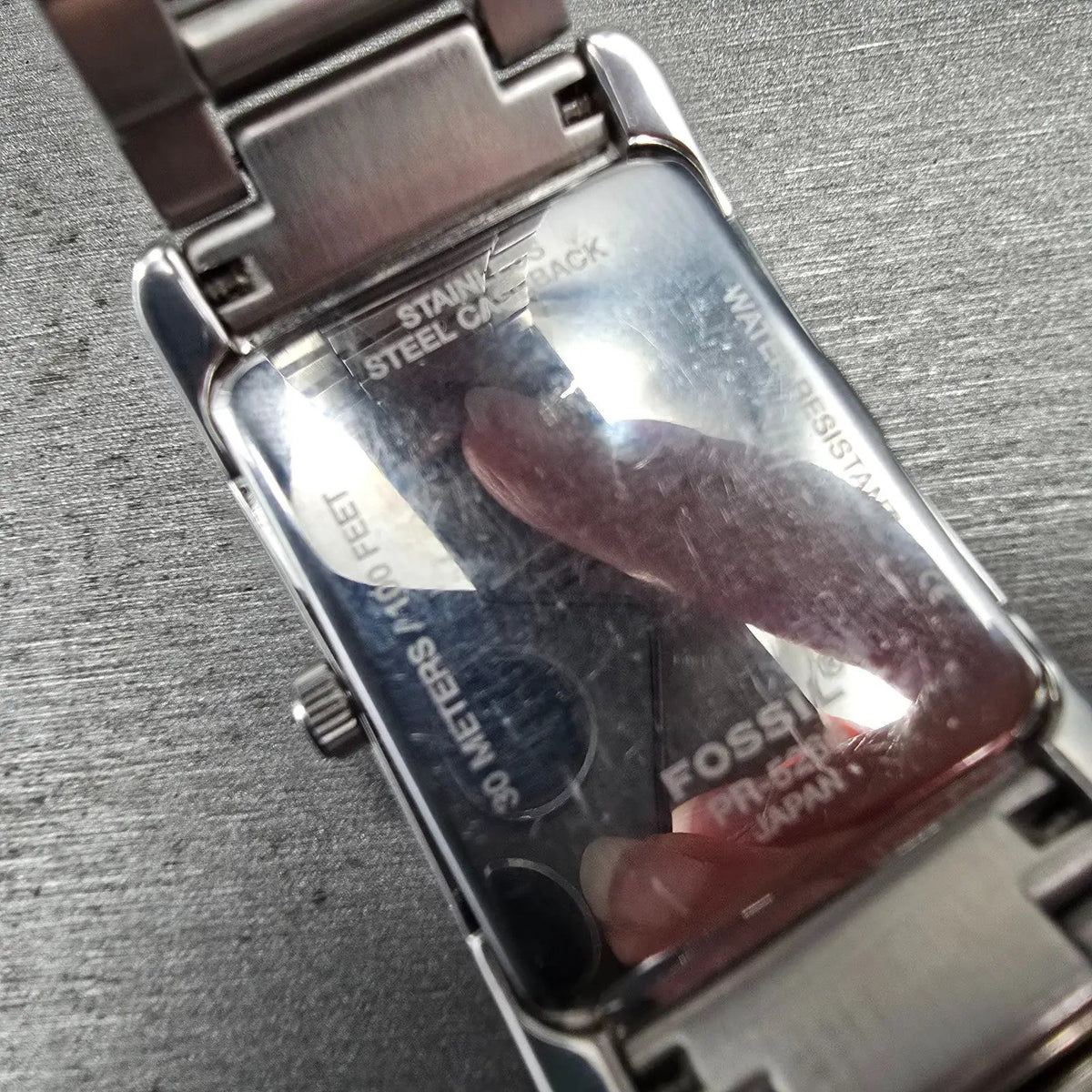 Fossil Arkitekt Tank Watch Men 29mm Silver Dial Silver Date PR-5266 New Battery10