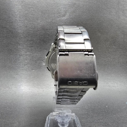 Casio Wave Ceptor Watch Men 42mm Champagne Dial Steel Solar Analog Digital Runsa7
