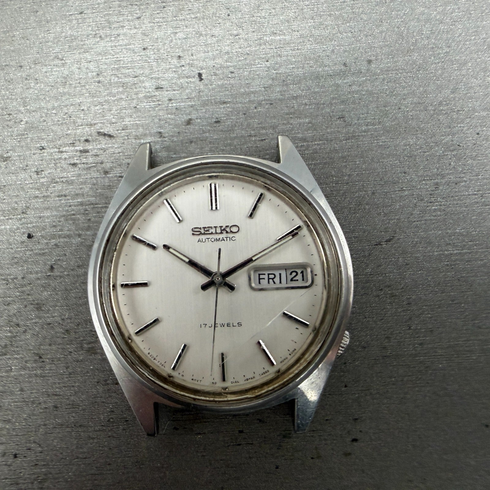 Seiko Automatic Watch Men 36mm Silver Dial Silver Tone Daydate 6309-7159 PARTS0
