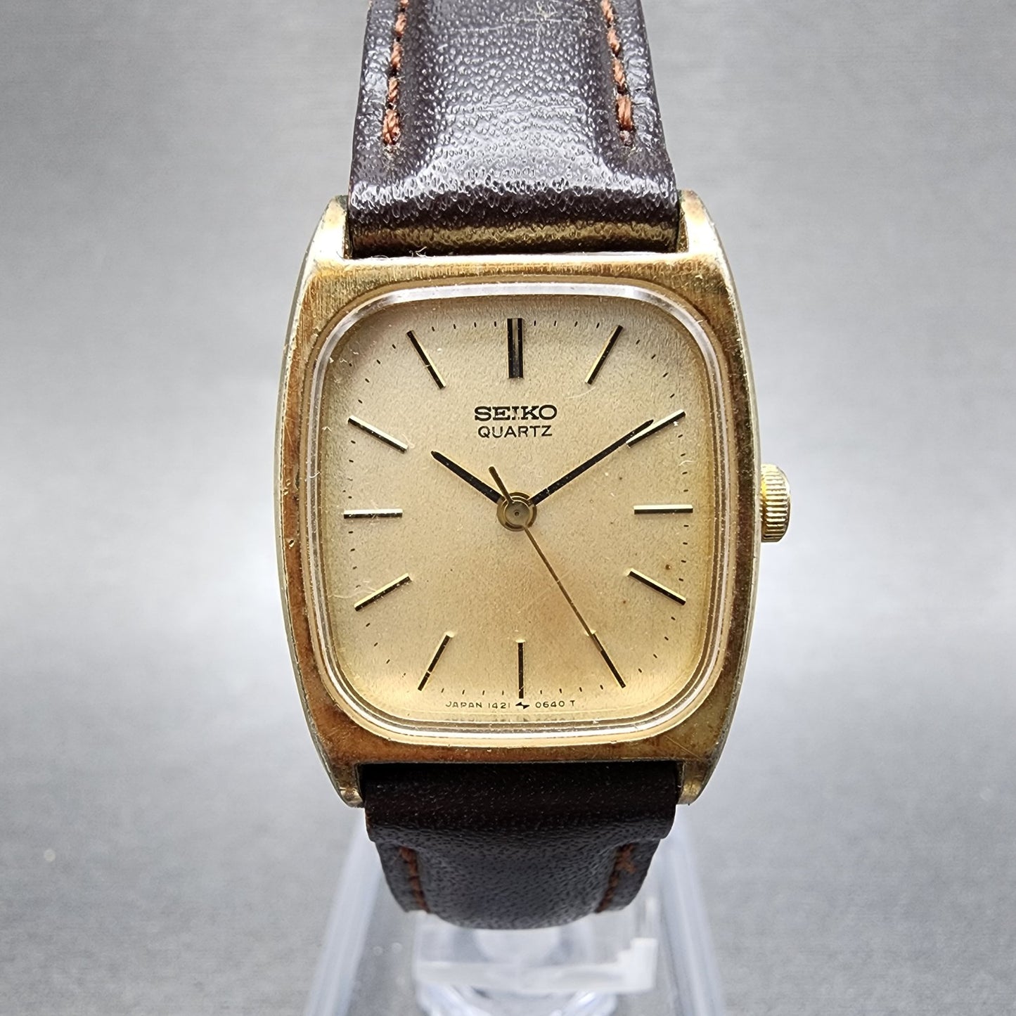 Seiko Watch Women 21mm Gold Dial Gold Tone Rectangle 14215380 New Battery VTG0