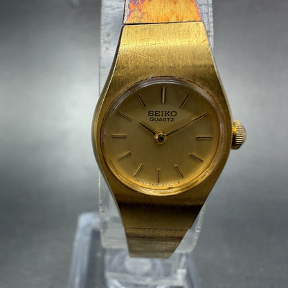 Seiko Watch Women 16mm Champagne Dial Gold Tone Round 5420-0029 New Battery VTG1