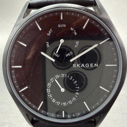 Skagen Holst Watch Men 40mm Black Dial Black Tone Daydate Round SKW6265 New Batt1