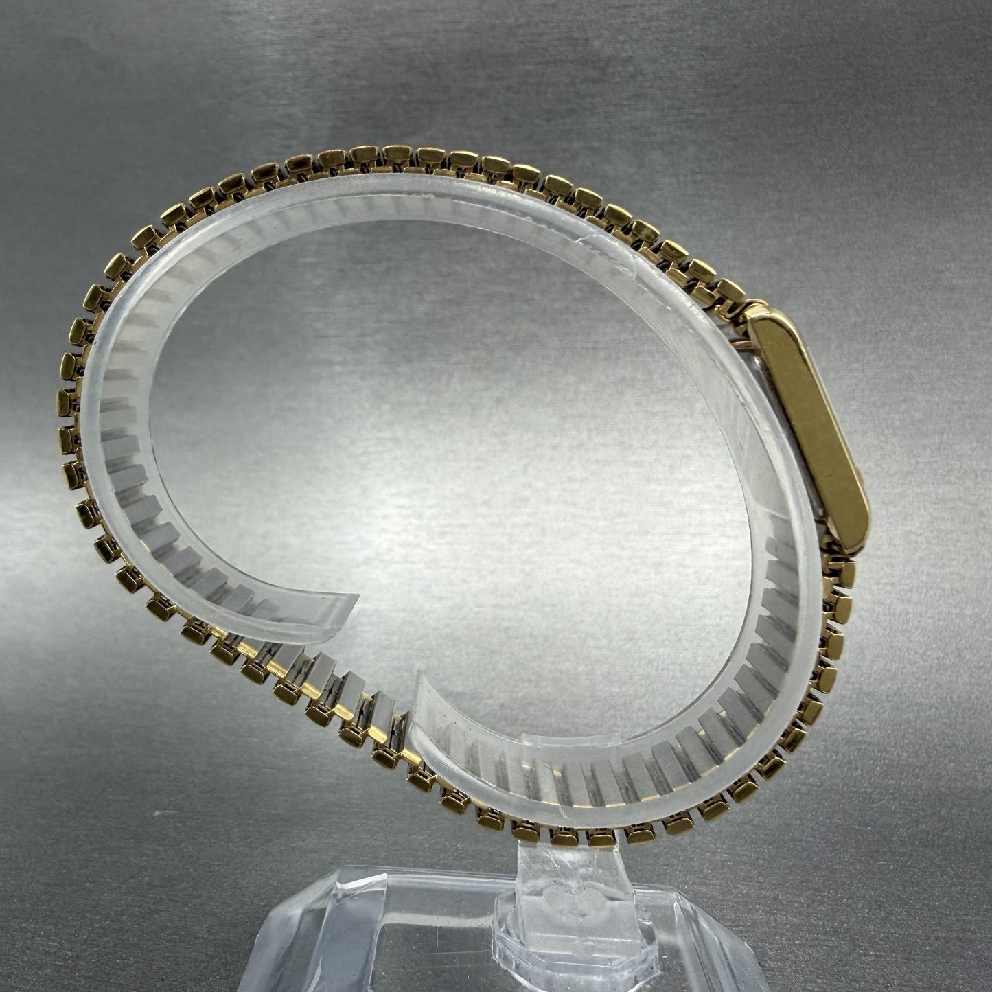 Seiko Tank Watch Women 14mm Black Dial Gold Tone Rectangle 1F20-5A69 New Batt TH8