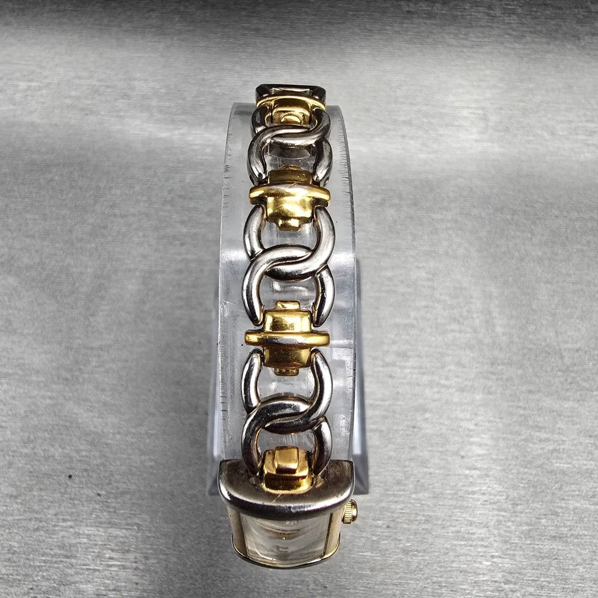 Bulova Watch Women 14mm White Dial Two Tone Rectangle 98T10 New Battery4