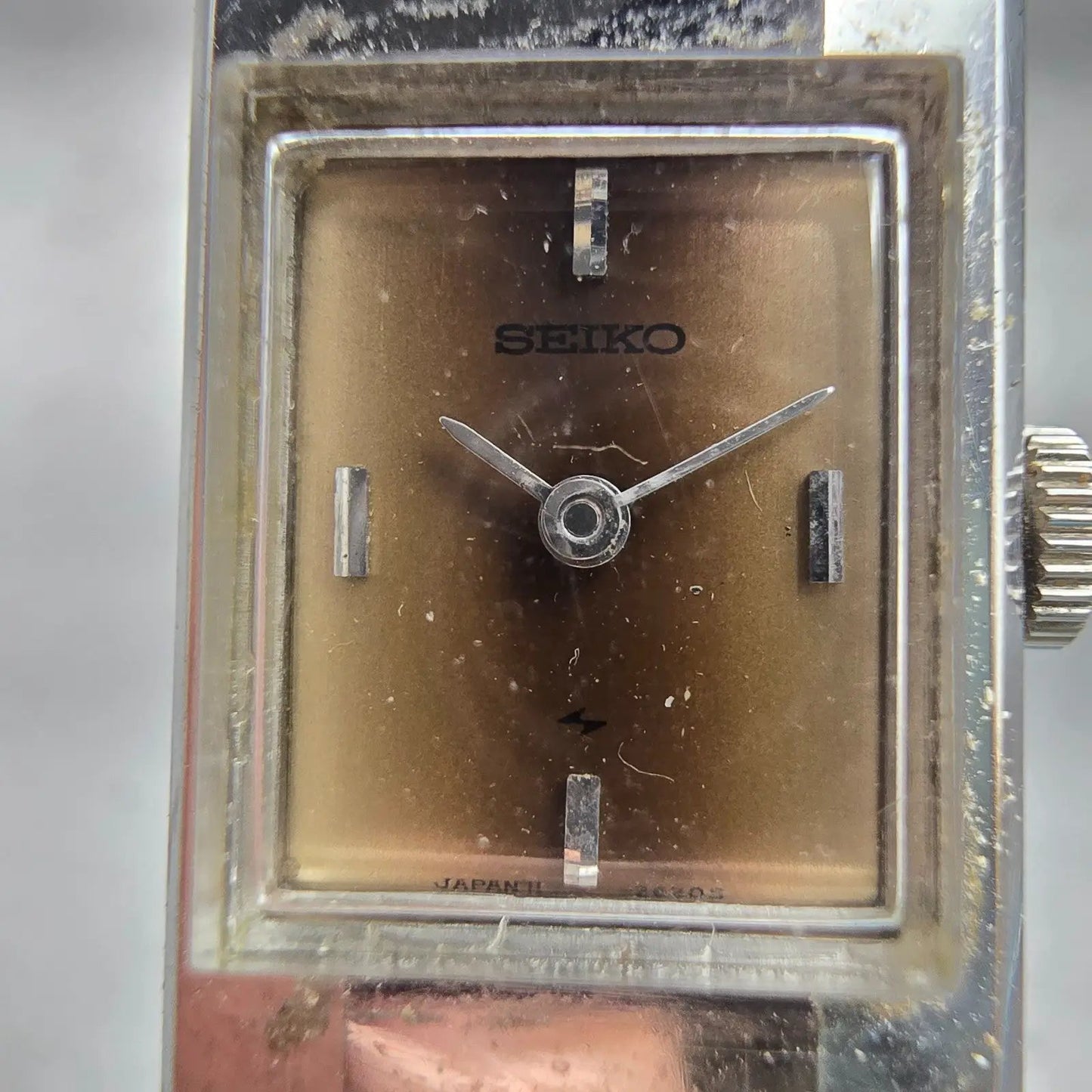 Seiko Watch Women 16mm Brown Dial Silver Tone Rectangle Manual 11-3840 Works1