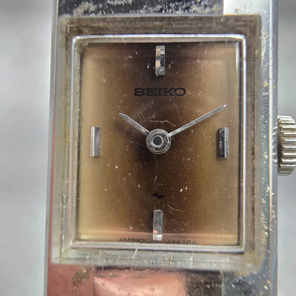 Seiko Watch Women 16mm Brown Dial Silver Tone Rectangle Manual 11-3840 Works1