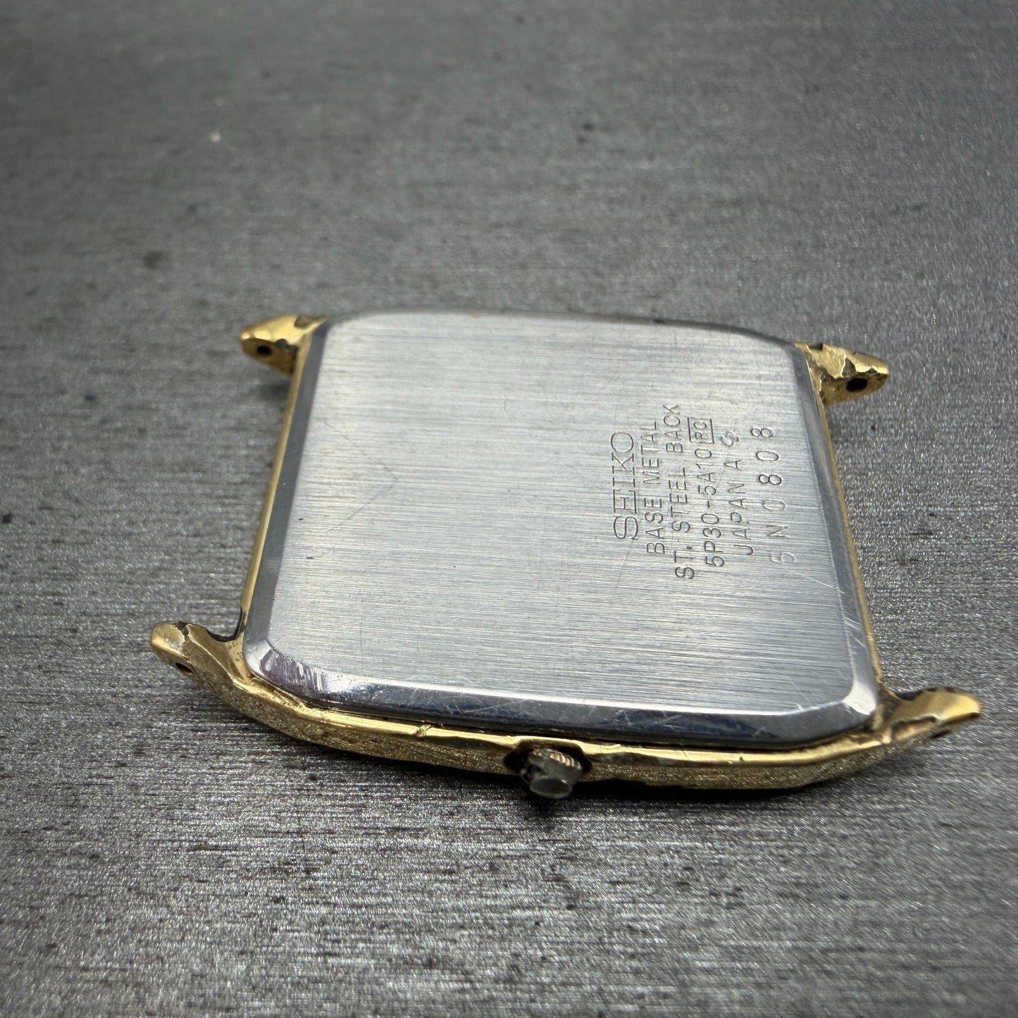 Seiko Watch Men 27mm Champagne Dial Gold Tone Rectangle 5P30-5A10 PARTS Vintage9