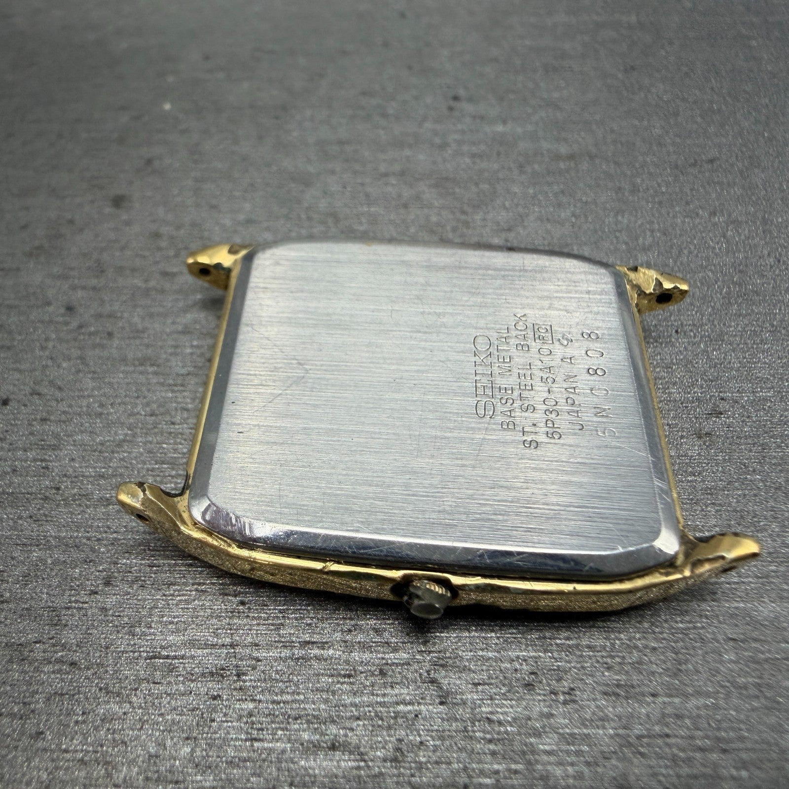 Seiko Watch Men 27mm Champagne Dial Gold Tone Rectangle 5P30-5A10 PARTS Vintage9