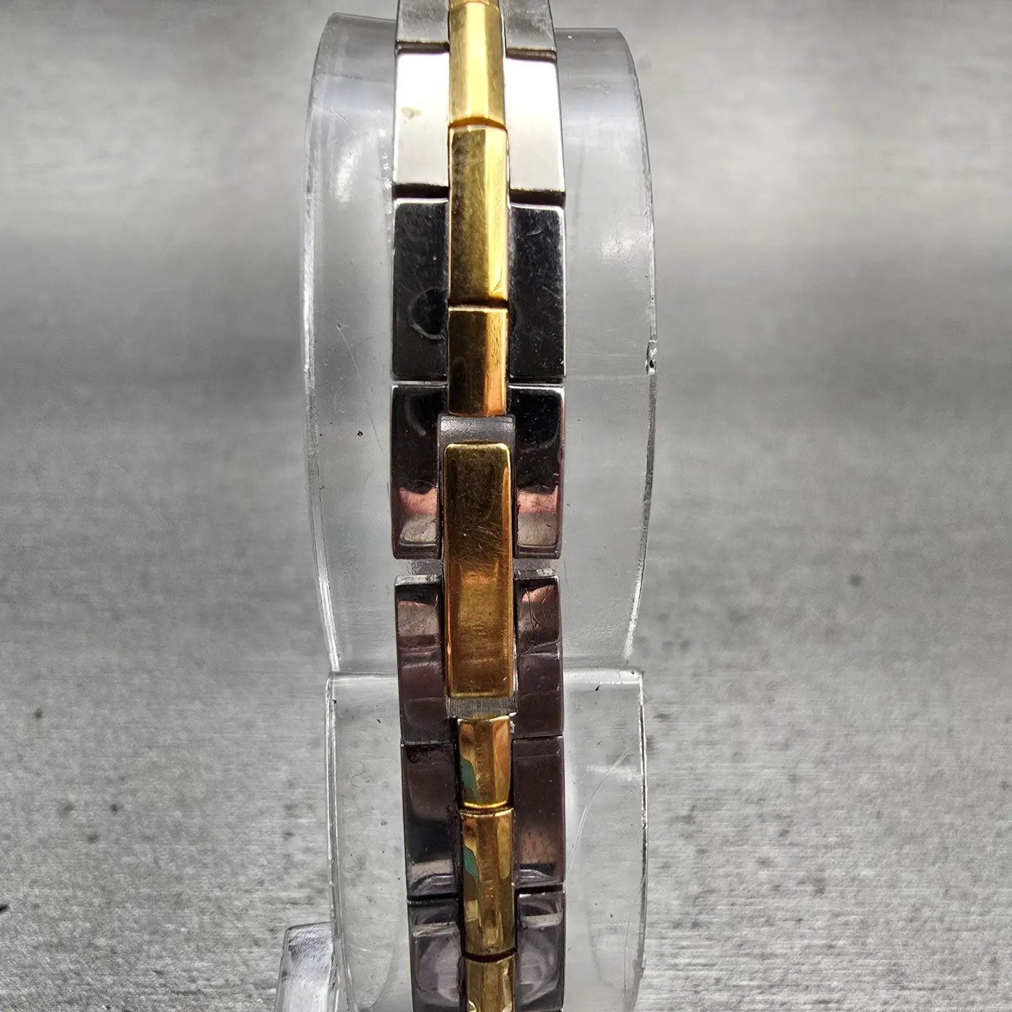 Seiko Watch Women 13mm Black Dial Two Tone Rectangle 2E20-7479 New Battery VTG7