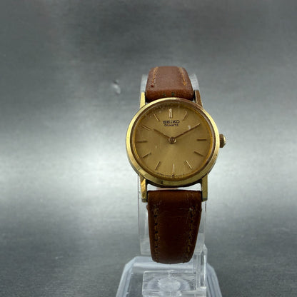 Seiko Watch Women 20mm Champagne Dial Gold Tone Round 2P20-0A10 New Battery VTG5