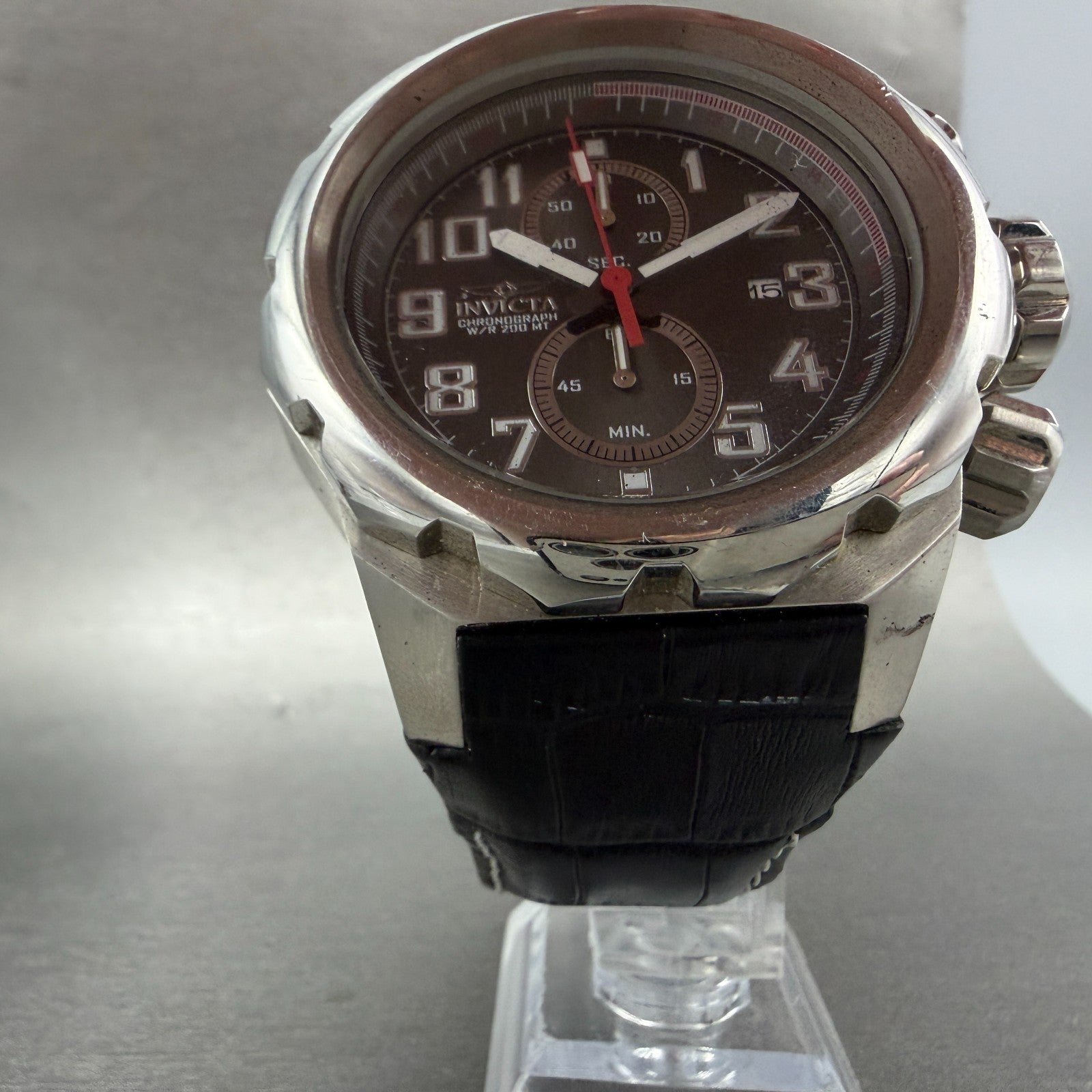 Invicta Pro Diver Chronograph Watch Men 52mm Gray Dial Steel Date 15068 Newbat5