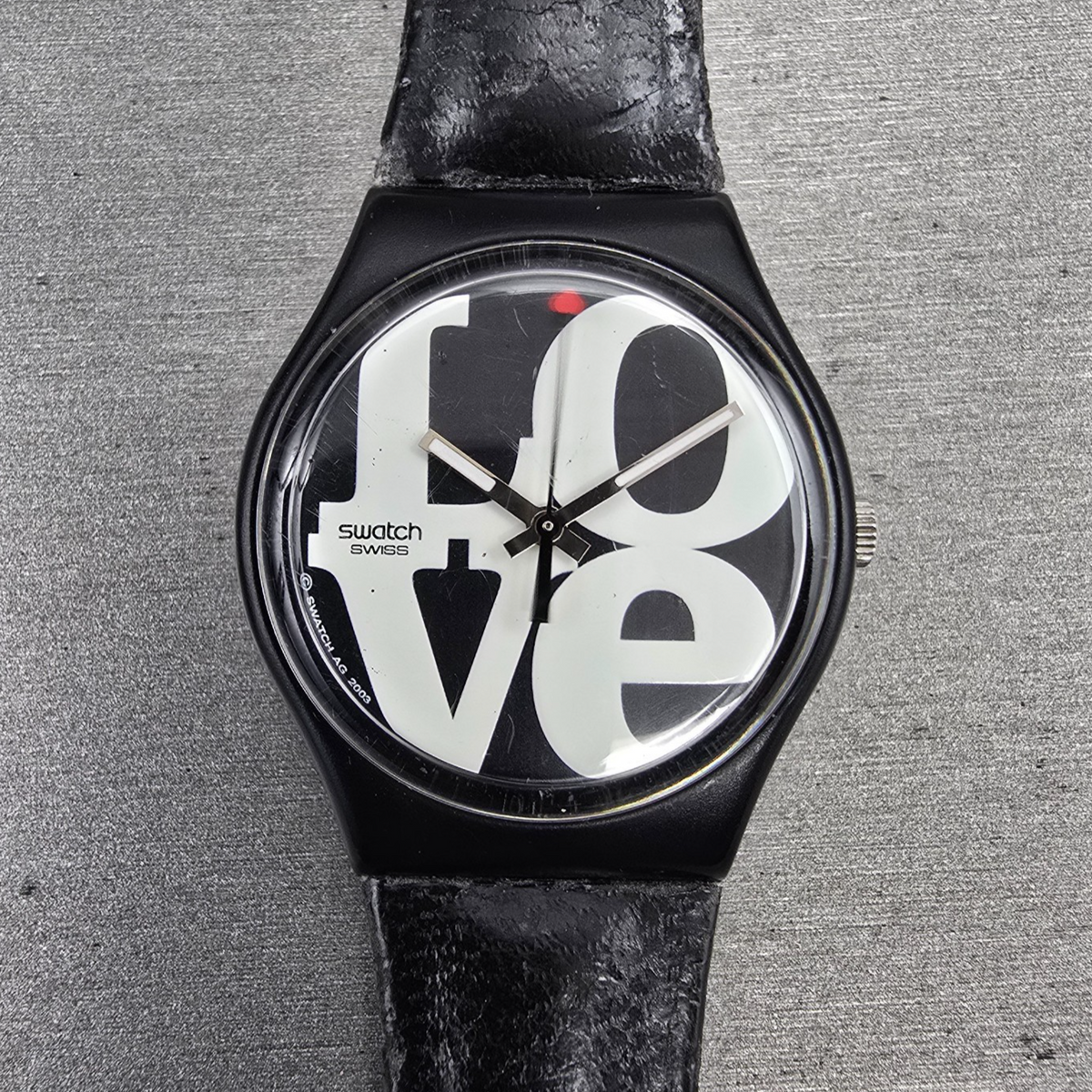 Swatch Enigmatic Love Watch Men 34mm White Dial Black Tone GB218 New Battery 230
