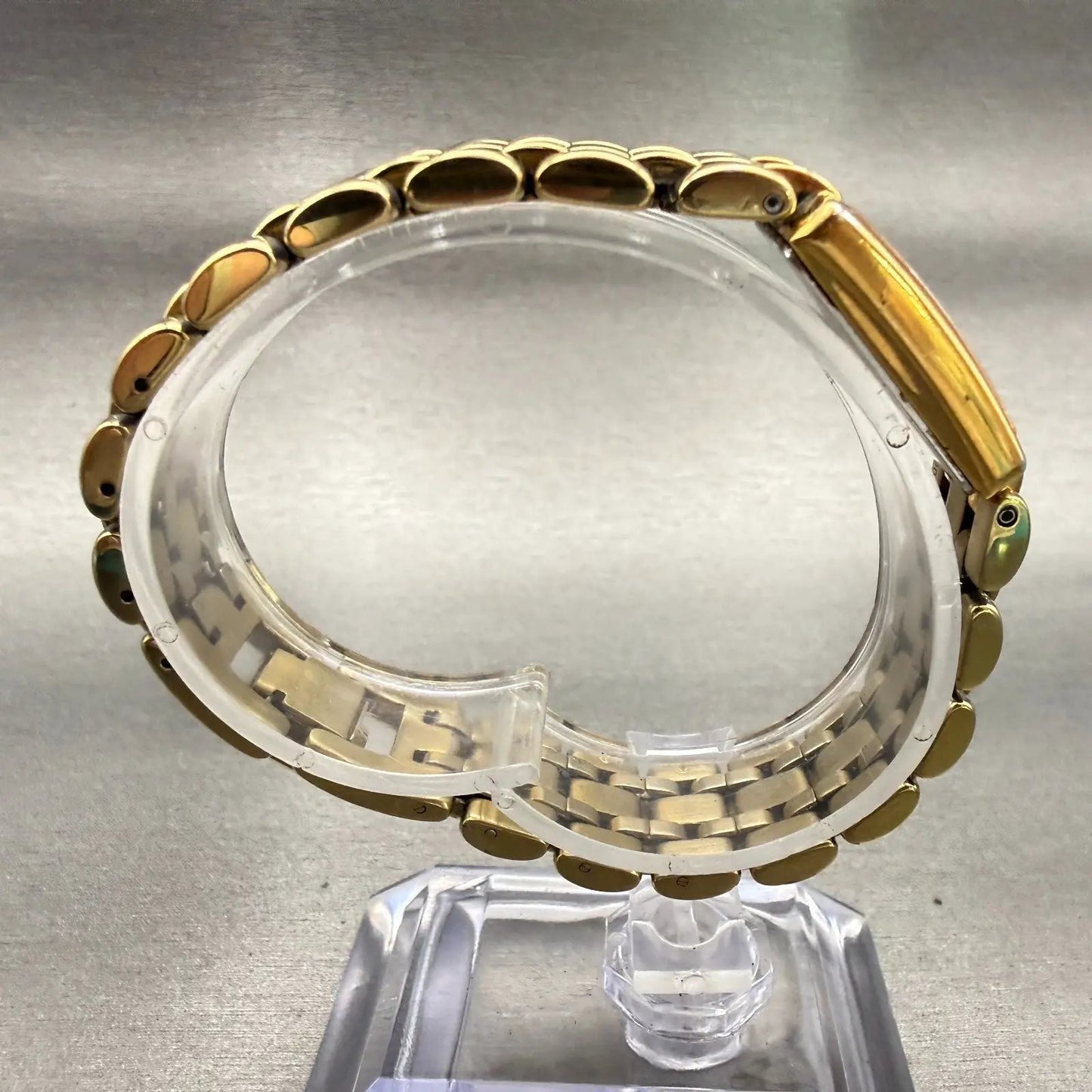 Seiko Watch Women 17mm Gold Dial Gold Tone Rectangle 1N00-6B79 New Battery VTG8