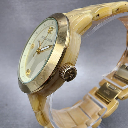 Michael Kors Watch Women 34mm Champagne Dial Tan Case Round MK4204 New Battery2