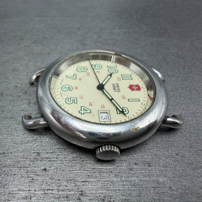 Victorinox Swiss Army Cavalry Watch Men 37mm Cream Dial Silver Tone Date PART LP6