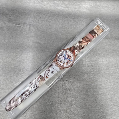 Swatch Masquerade Watch Men 34mm White Dial Pink Case GP105 New Battery NOS READ21