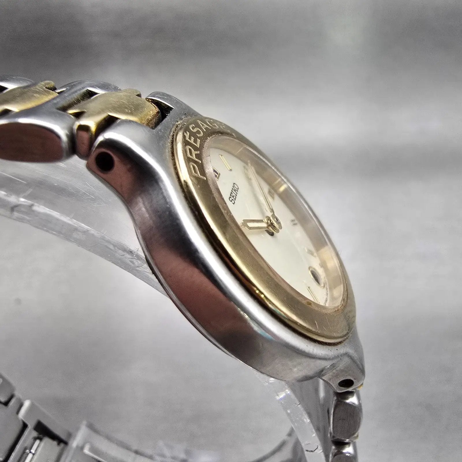 Seiko Presage Watch Women 26mm Ivory Dial Two Tone Date Round 3E29-0100 New Batt3
