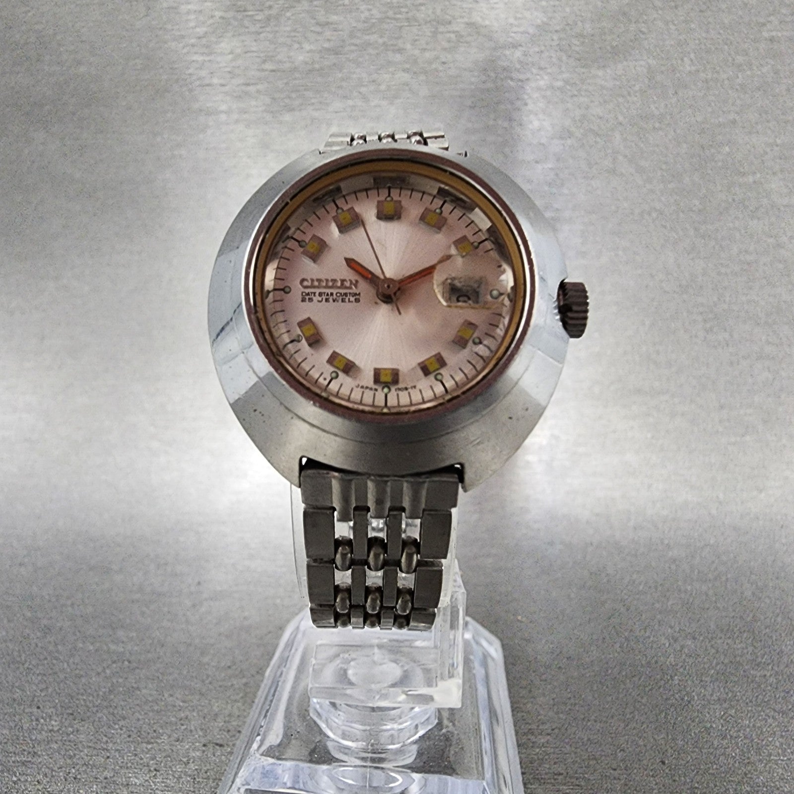 Citizen Automatic Watch Women 30mm Silver Dial Silver Tone Date Cushion Runs5