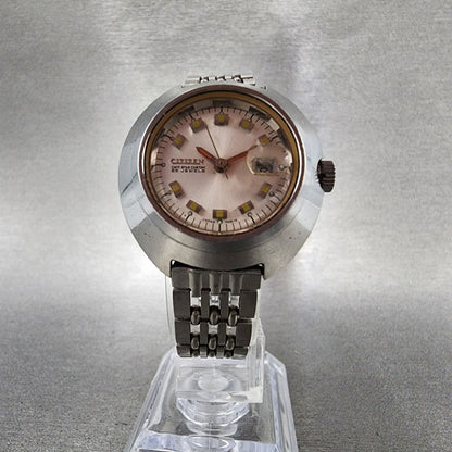 Citizen Automatic Watch Women 30mm Silver Dial Silver Tone Date Cushion Runs5