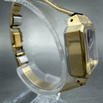 Seiko Tank Watch Women 18mm Green Dial Gold Tone Manual Rectangle 11-3990 Runs3