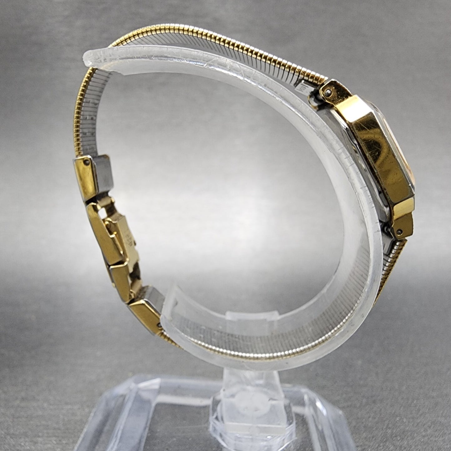 VTG Seiko Watch Women 17mm Black Dial Gold Tone Octagon 2B205019 New Battery8