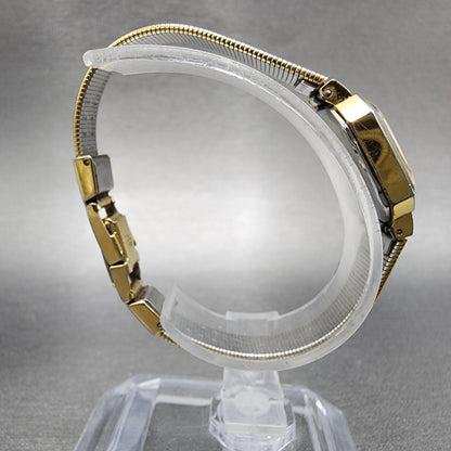 VTG Seiko Watch Women 17mm Black Dial Gold Tone Octagon 2B205019 New Battery8