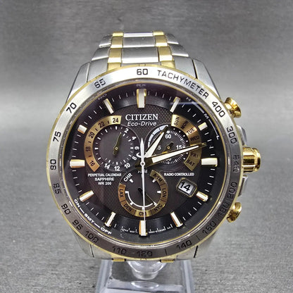 Citizen Eco-Drive Chronograph Watch Men 42mm Black Dial Steel Perpetual Calendar0