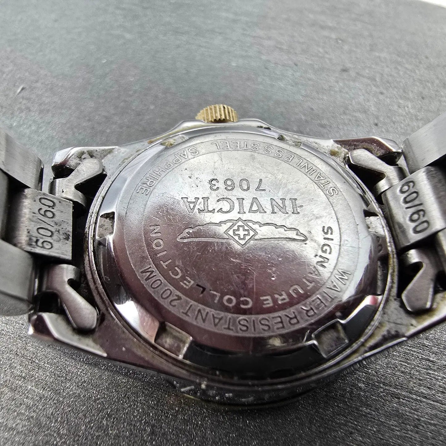 Invicta Dive Watch Women 27mm Black Dial Two Tone Date 7063 Round New Battery9