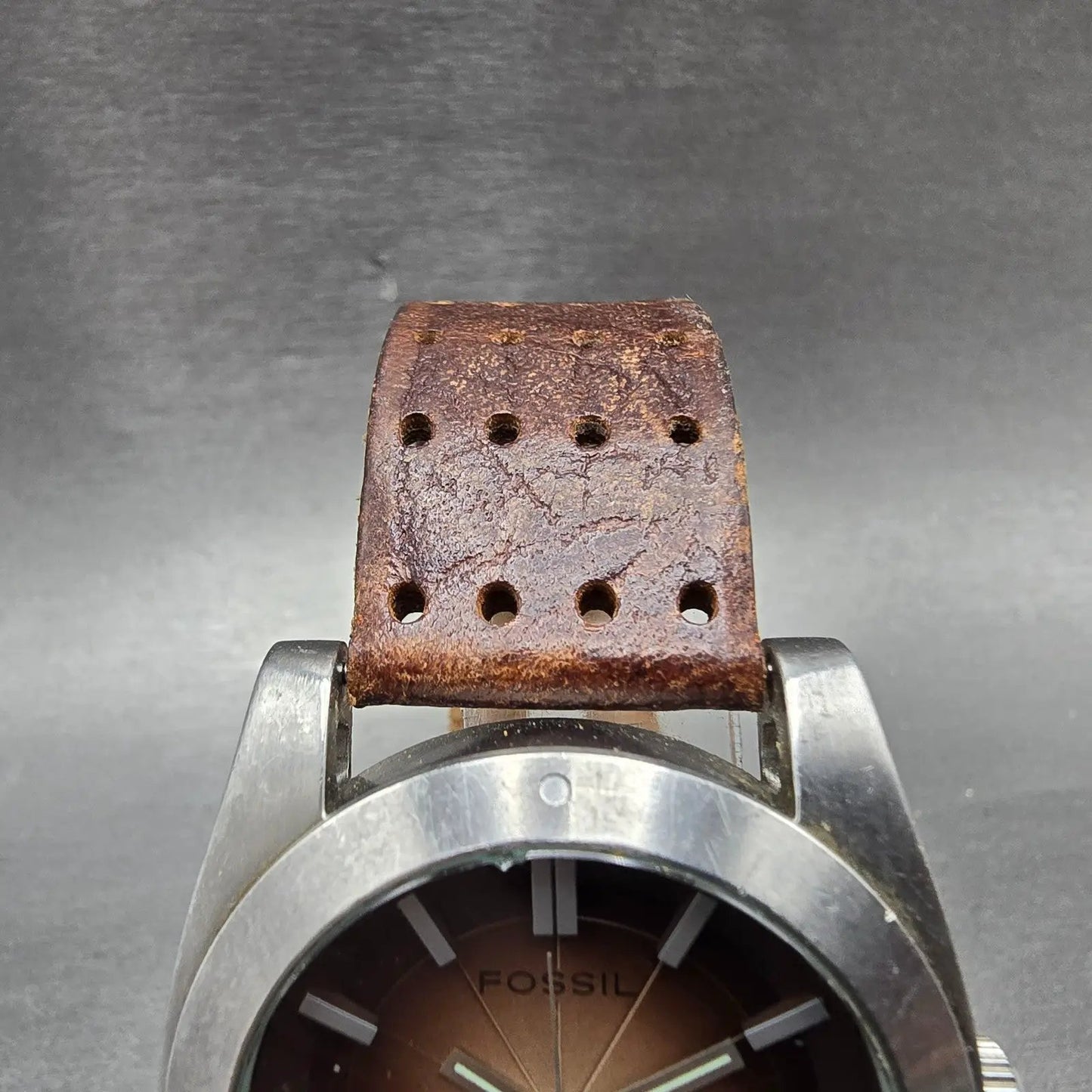 Fossil Watch Men 40mm Brown Dial Silver Tone Date Round JR-9162 New Battery4