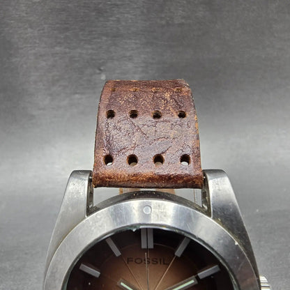 Fossil Watch Men 40mm Brown Dial Silver Tone Date Round JR-9162 New Battery4