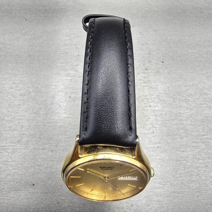 Seiko Watch Men 33mm Champagne Dial Gold Tone Daydate Round 7N43-8A89 New Batt4