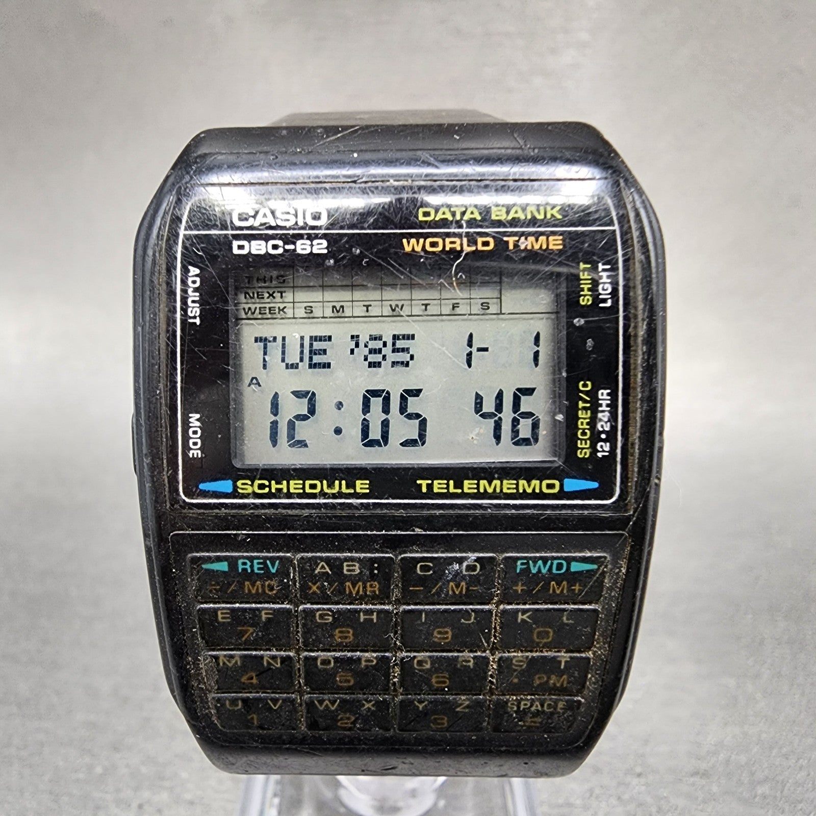 Casio Calculator Watch Men 33mm Digital Black Tone Alarm Chrono DBC62  New Batt0