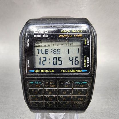 Casio Calculator Watch Men 33mm Digital Black Tone Alarm Chrono DBC62  New Batt0