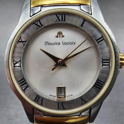 Maurice Lacroix Miros Watch Women 24mm Silver Dial Two Tone Date Round New Batt1