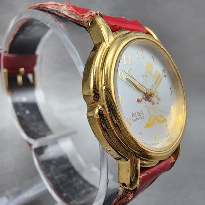 Seiko Alba Minnie Watch Women 26mm Silver Dial Gold Tone V5010170 New Battery3