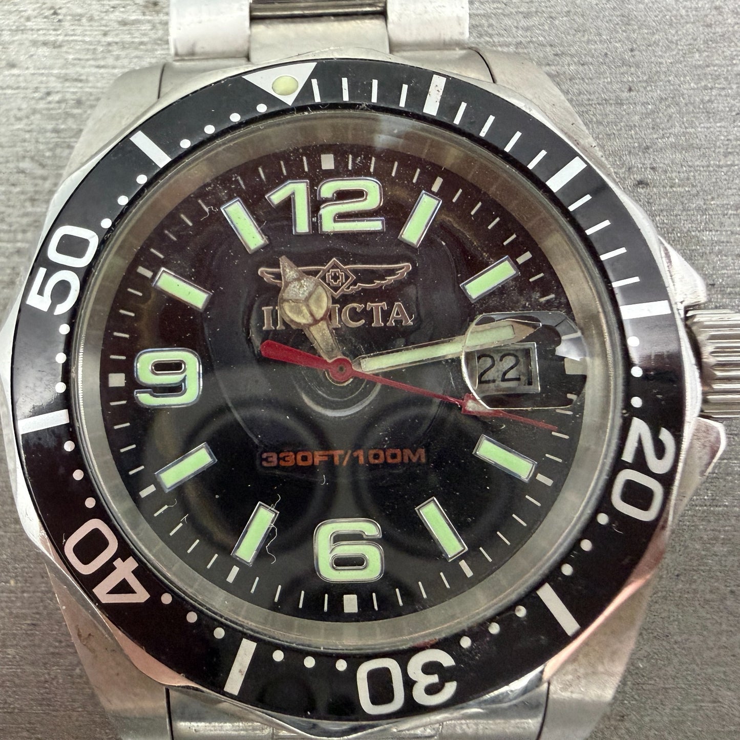 Invicta Diver Watch Men 43mm Black Dial Steel Date Round 6499 PARTS2