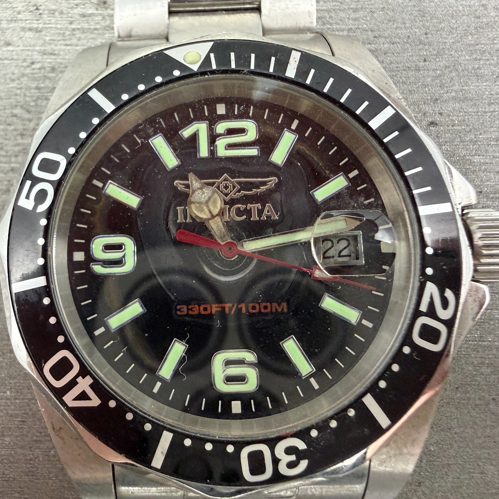 Invicta Diver Watch Men 43mm Black Dial Steel Date Round 6499 PARTS2