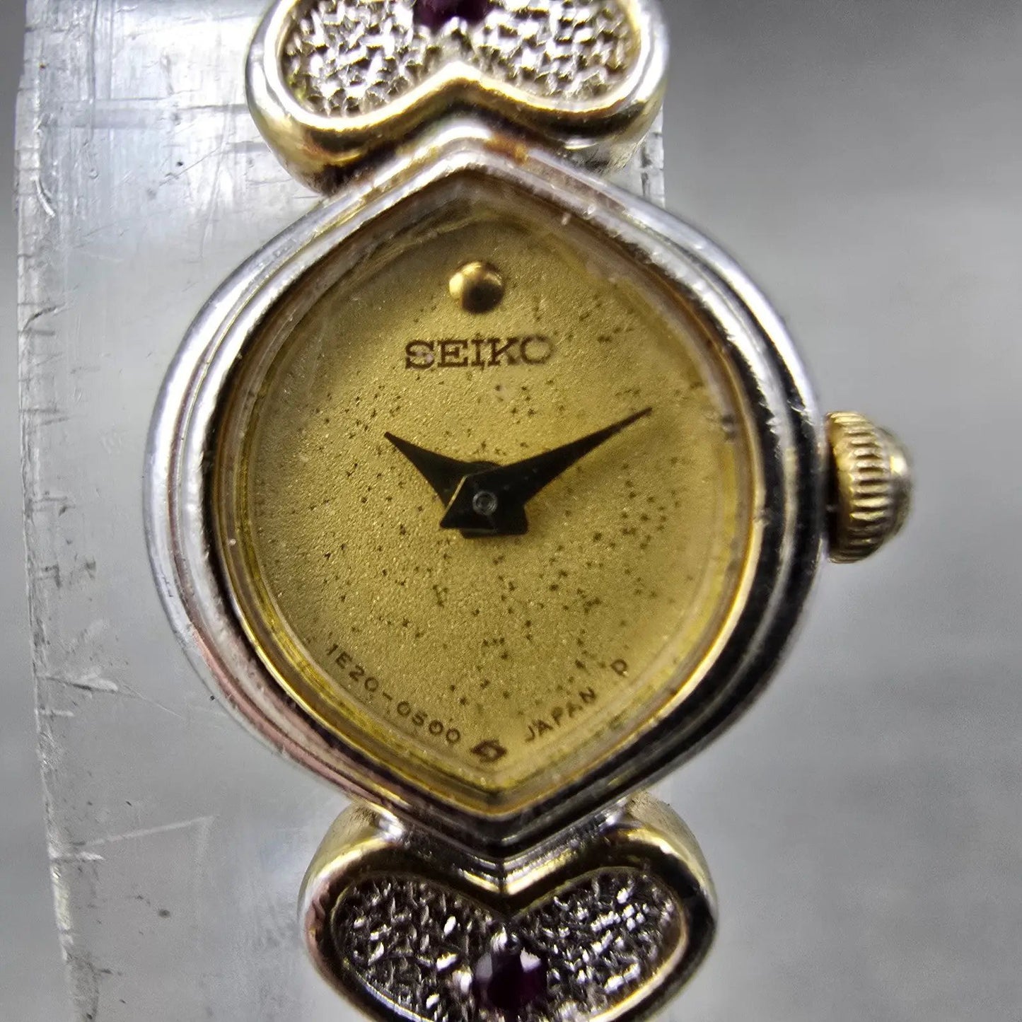 Seiko Heart Watch Women 13mm Champagne Dial Two Tone 1E20-5220 New Battery1