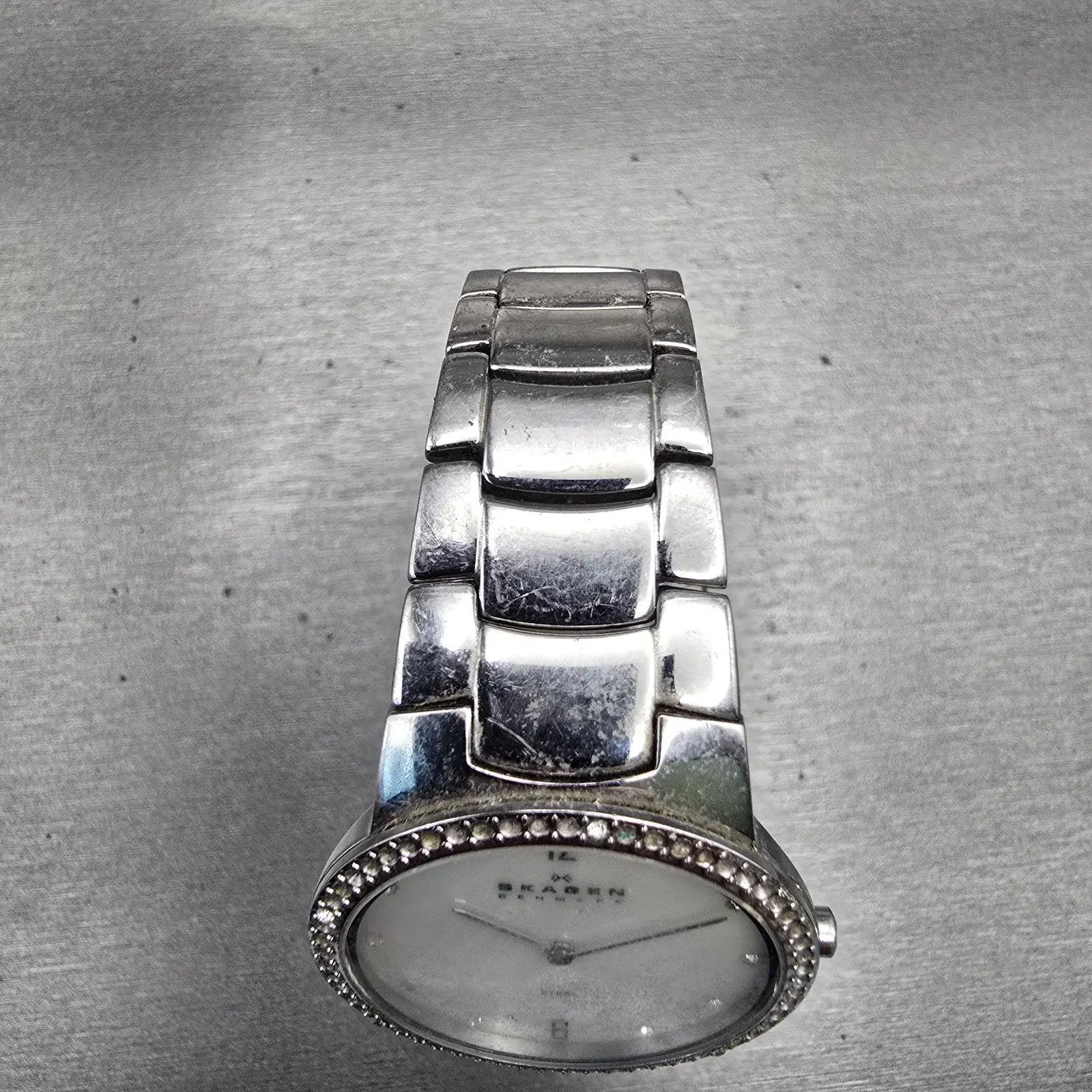 Skagen Watch Women 32mm MOP Dial Silver Tone Crystals Round 644LSSX1 New Battery4