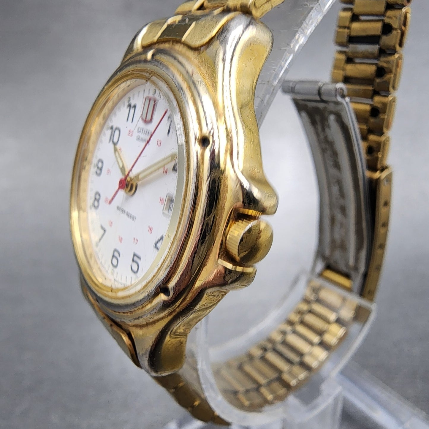 Citizen Watch Women 27mm White Dial Gold Tone Date 6010S37668 New Battery2