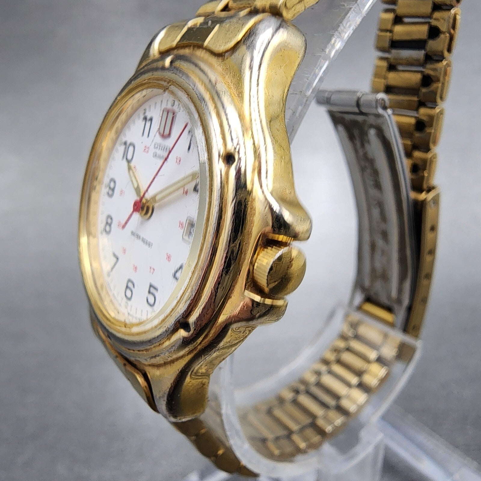 Citizen Watch Women 27mm White Dial Gold Tone Date 6010S37668 New Battery2