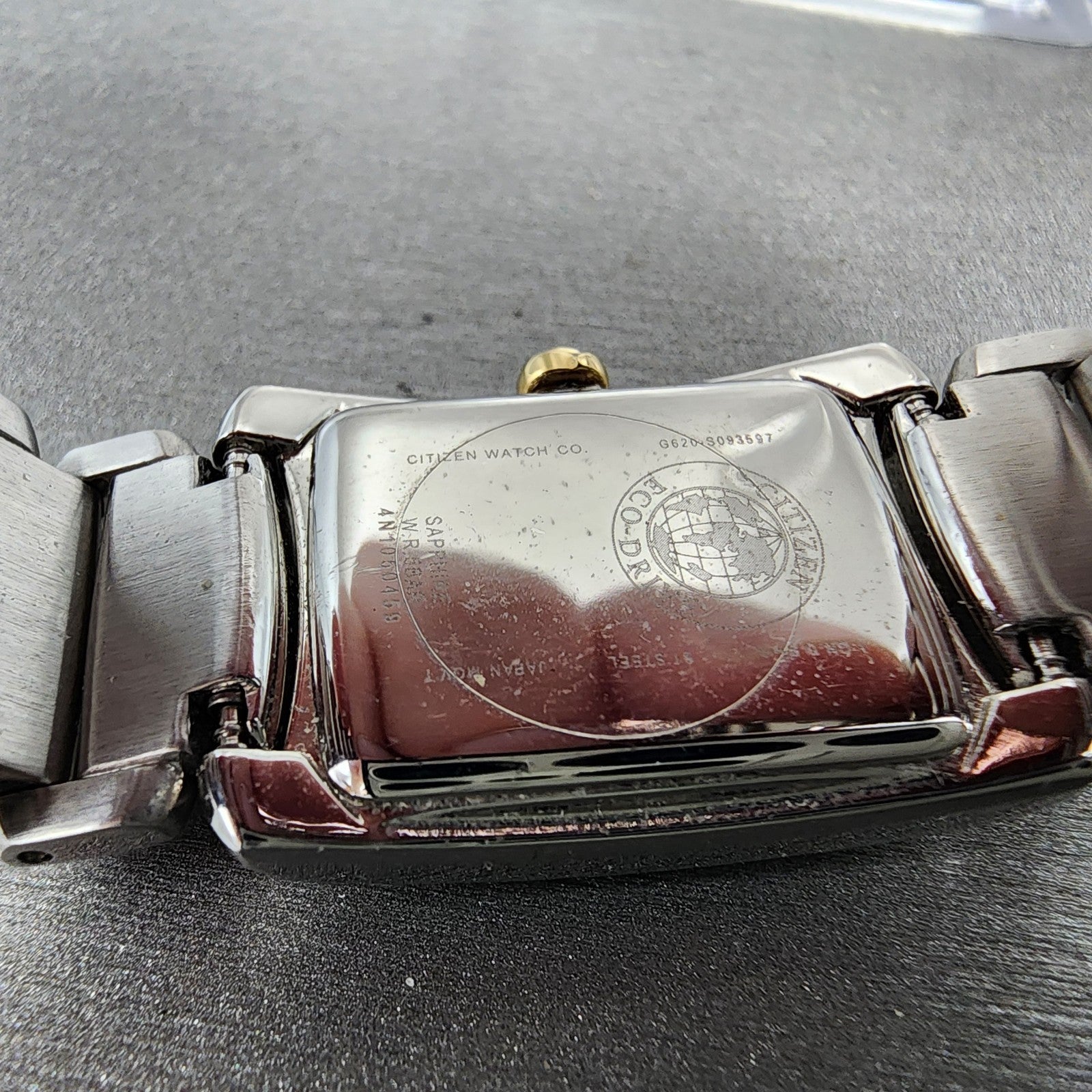 Citizen EcoDrive Tank Watch Women 20mm MOP Dial Two Tone Rectangle Runs9