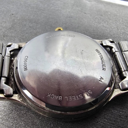 Wittnauer Masonic Watch Men 33m Gold Dial Two Tone Date Round New Battery VTG9
