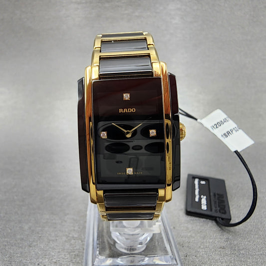 Rado Integral Watch Women 23mm Black Dial Two Tone Ceramic Diamond R208457120