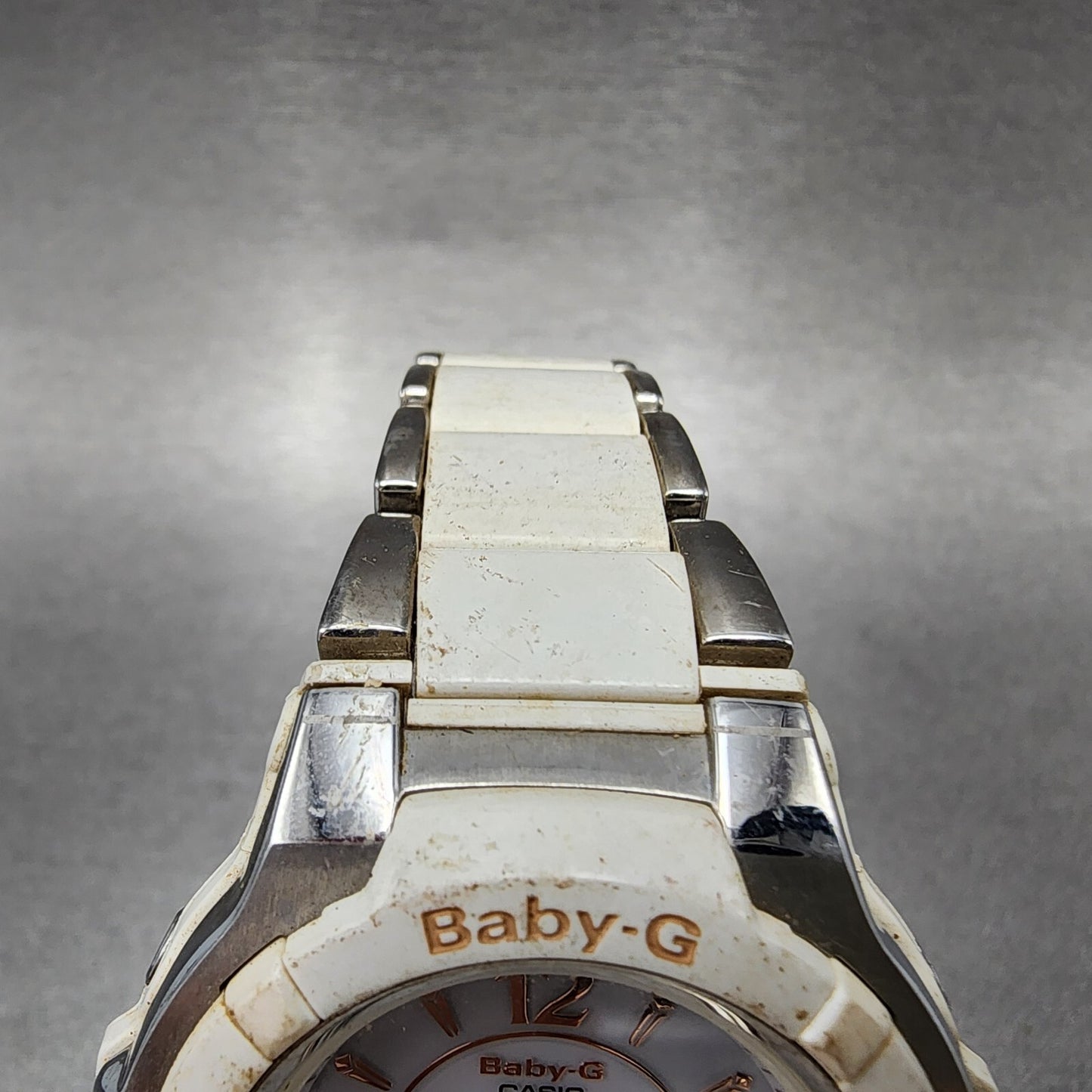 Casio BabyG Watch Women 38mm White Dial Silver Tone Analog Digital Solar4