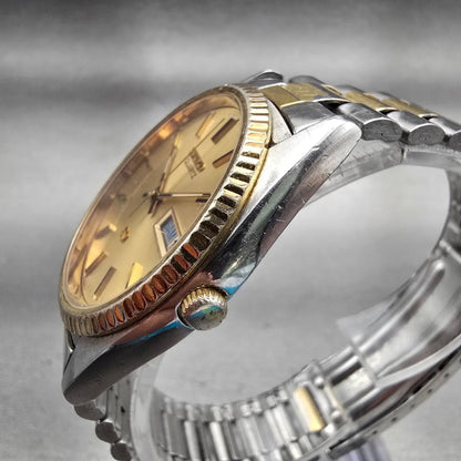 Seiko President Watch Men 36mm Gold Dial Two Tone Daydate 6923-8080 New Battery2